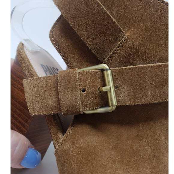 Paige Mimi Brown Suede Block Heel peep toe Sandal - Picture 7 of 9